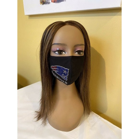 New England Patriots Rhinestone Bling Face Mask Side Logo - Picture 11 of 12